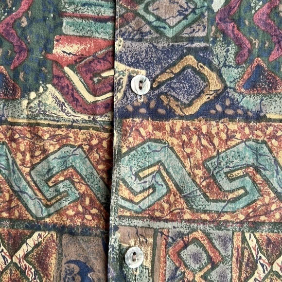 Tori Richard Honolulu Hawaiian Printed Short Sleeve Button Down Pint Brown Green - Picture 6 of 7